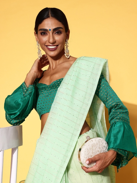 

Tikhi Imli Striped Saree, Green