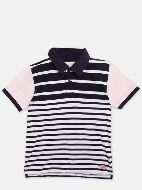 

Cherry Crumble Boys Blue & Pink Striped Polo Collar T-shirt