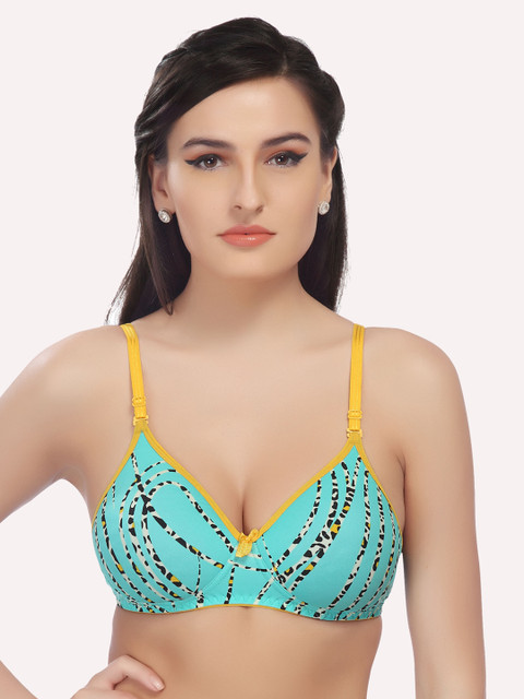 

Lady Love Blue & Yellow Graphic Bra Lightly Padded