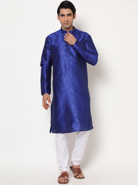 

ESLIFESTYLE OVERSEAS Men Blue Linen Kurta with Pyjamas