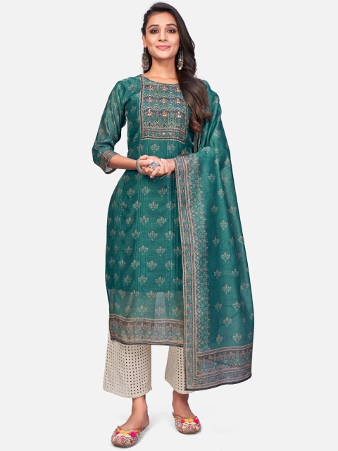 

Vbuyz Women Teal Ethnic Motifs Printed Kurta