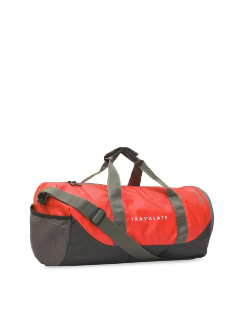 

TRAVALATE Red & Grey Colourblocked 18 Inch Sports Duffle Gym Bag