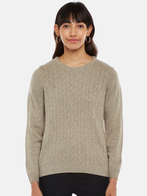 

Honey by Pantaloons Women Beige Cable Knit Pullover