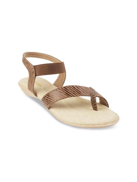 

WALKWAY by Metro Women Brown Textured Laser Cuts Flats