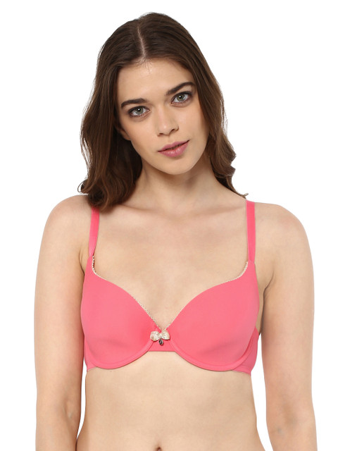 

PrettySecrets Pink Solid Underwired Heavily Padded Push-Up Bra BSS17BR04