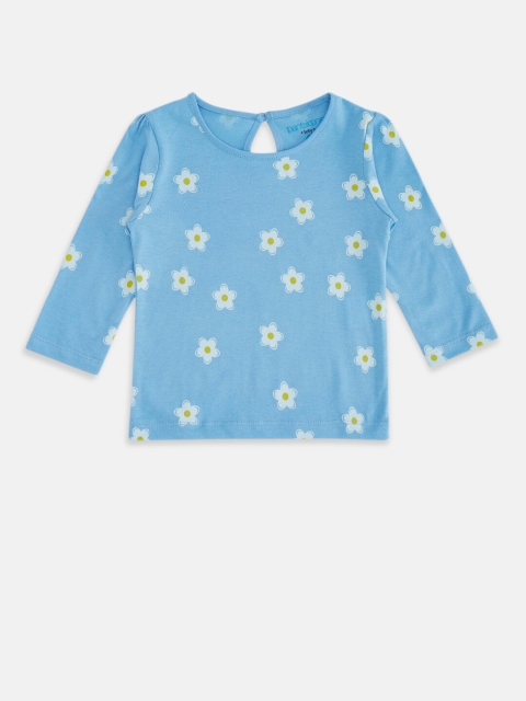 

Pantaloons Baby Girls Blue & White Floral Printed T-shirt