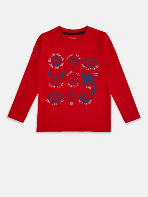 

Pantaloons Junior Boys Red & chinese red Typography Printed T-shirt