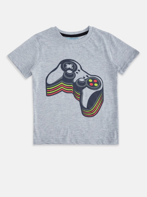 

Pantaloons Junior Boys Grey Melange Printed T-shirt