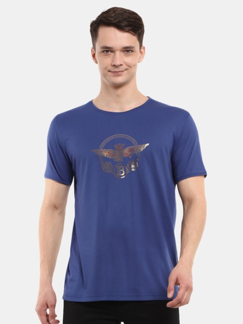 

V-Mart Men Blue Typography Printed Slim Fit T-shirt
