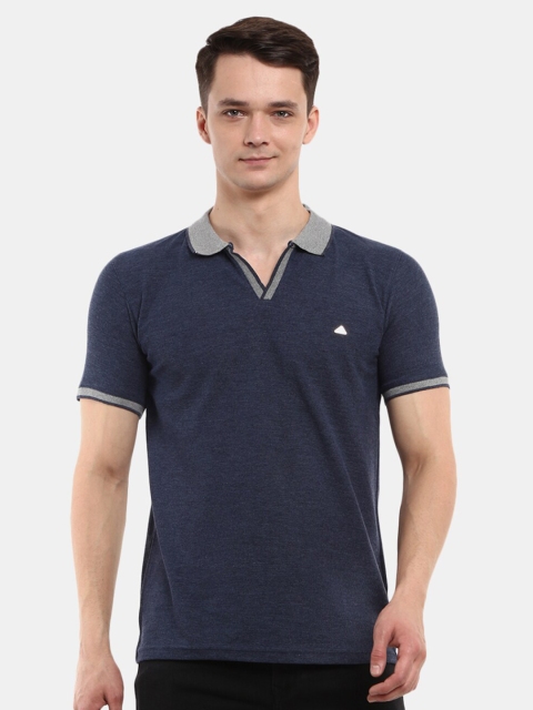 

V-Mart Men Blue Polo Collar Applique Slim Fit T-shirt