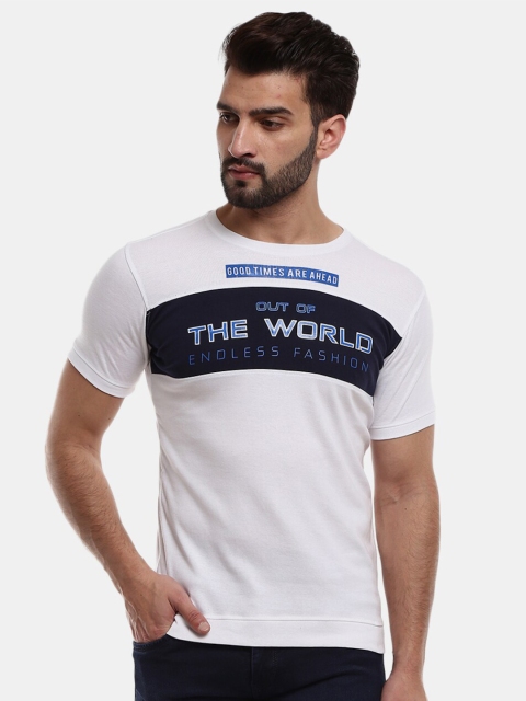 

V-Mart Men White Printed Slim Fit T-shirt