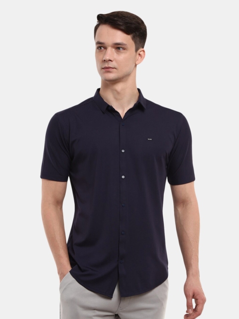 

V-Mart Men Navy Blue & dark sapphire Polo Collar Slim Fit T-shirt