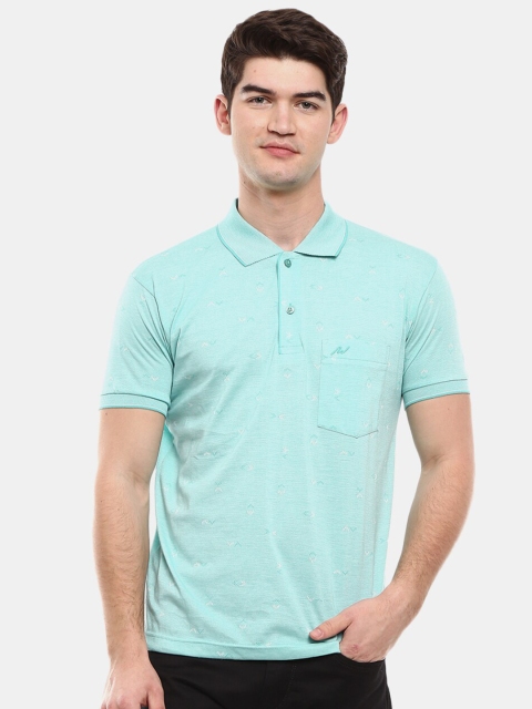 

V-Mart Men Sea Green Polo Collar T-shirt