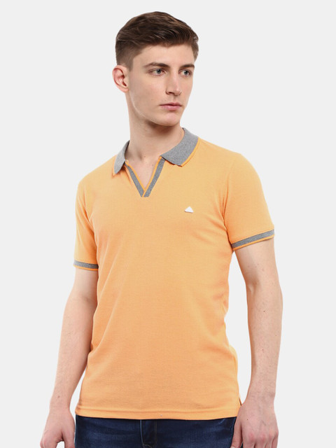 

V-Mart Men Orange & golden straw Polo Collar Slim Fit T-shirt