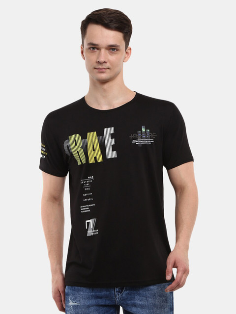 

V-Mart Men Black Typography Printed Slim Fit T-shirt