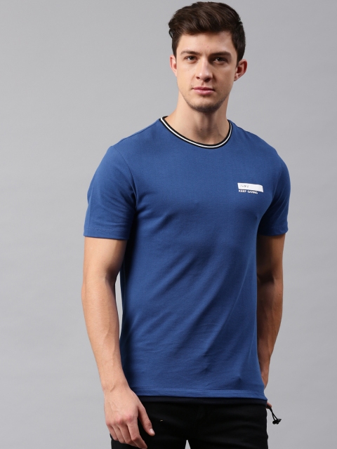 

HRX by Hrithik Roshan Men Blue Solid Round Neck T-shirt