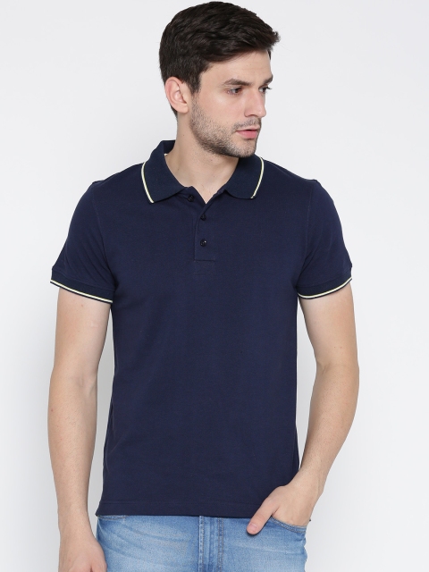 

Aventura Outfitters Men Navy Solid Polo Collar T-shirt, Navy blue