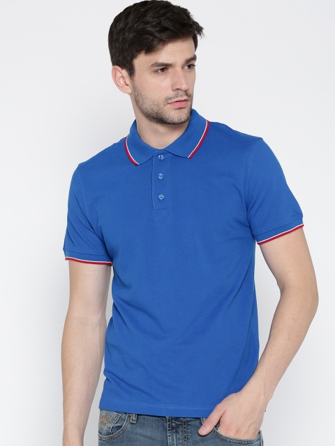 

Aventura Outfitters Men Blue Solid Polo Collar T-shirt