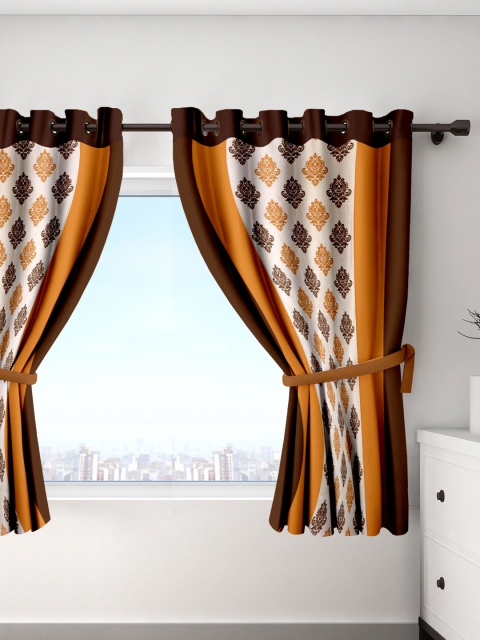 

Cortina Brown & Beige Set of 2 Printed Window Curtains