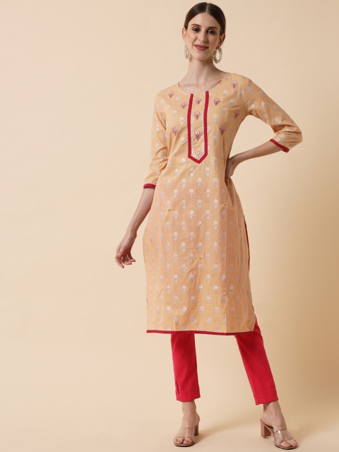 

Meeranshi Women Cream-Coloured Ethnic Motifs Thread Work Kurta