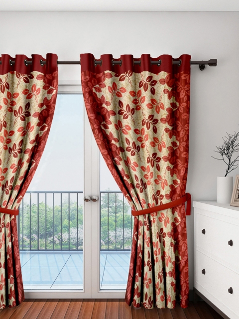 

Cortina Set of 2 Maroon & Beige Printed Door Curtain