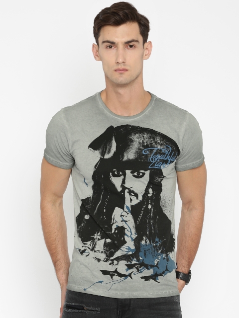 

Jack & Jones Men Grey Printed Round Neck T-shirt