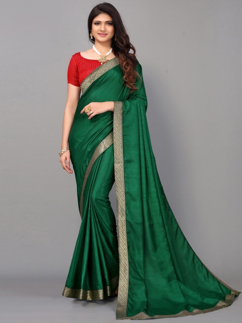 

KALINI Green & Gold-Toned Zari Saree