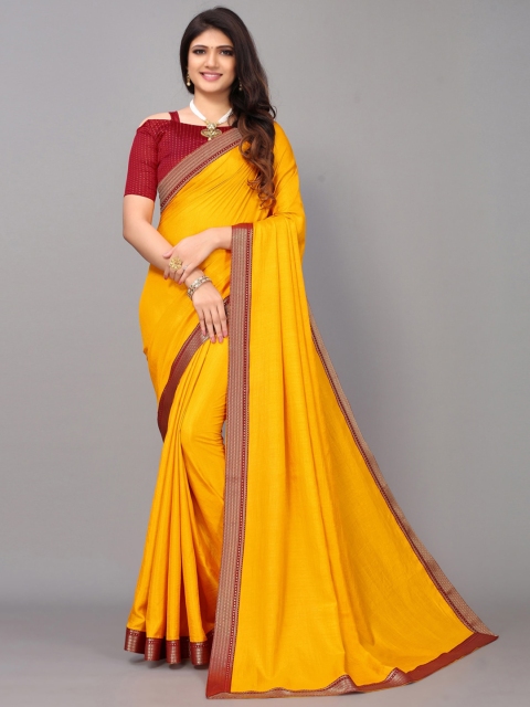 

KALINI Mustard & Silver-Toned Saree