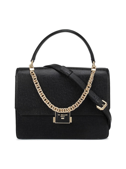 

Da Milano Black Leather Structured Satchel