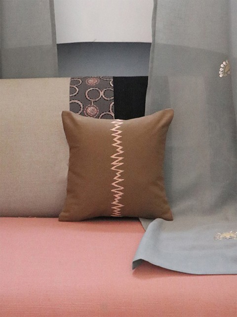 

ZEBA Brown Embroidered Square Cushion Covers