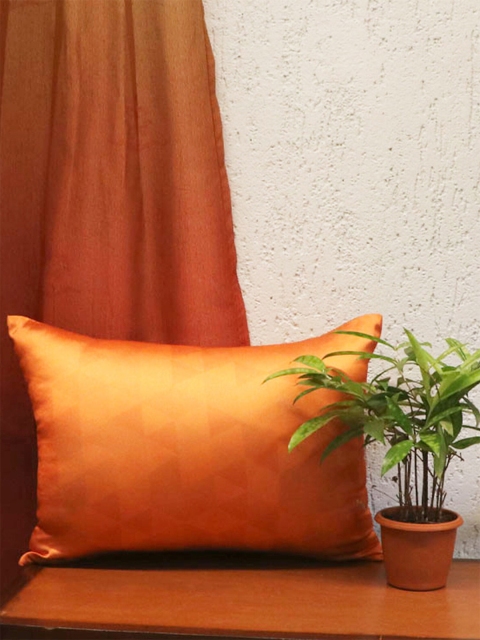 

ZEBA Orange Geometric Rectangle Polyester Cushion Covers