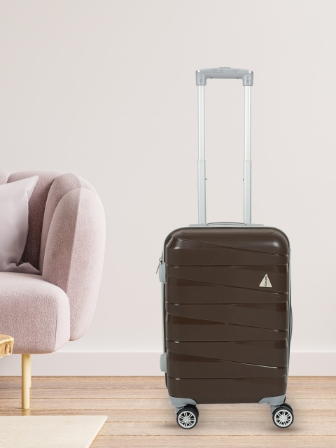 

Teakwood Leathers Brown Textured Hard-Sided Cabin Trolley Suitcase
