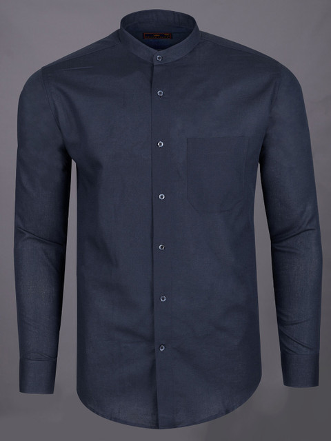 

FRENCH CROWN Men Blue Standard Linen Formal Shirt