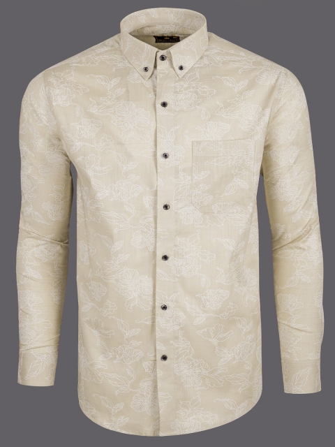 

FRENCH CROWN Men Cream-Coloured Standard Floral Printed Formal Shirt