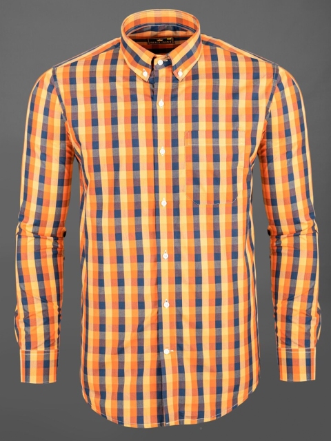 

FRENCH CROWN Men Yellow Checked Formal Shirt