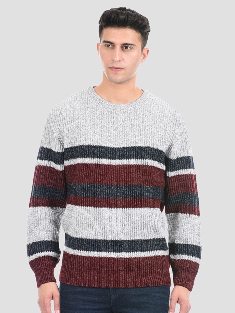 

LONDON FOG Men Grey Striped Pullover