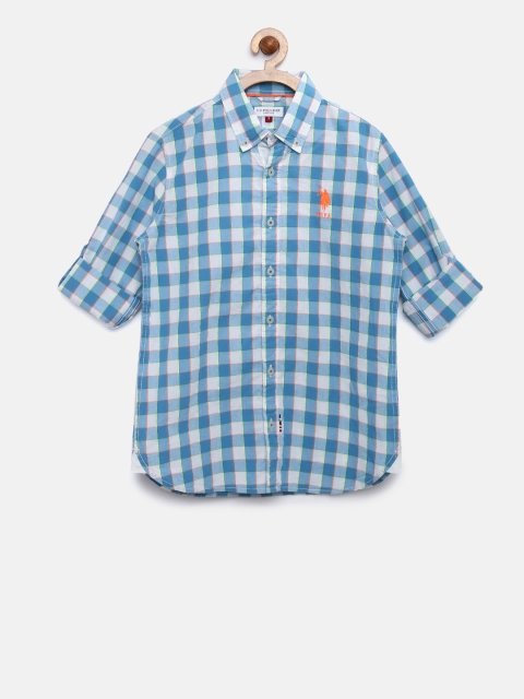 

U.S. Polo Assn. Kids Boys Blue & White Checked Casual Shirt