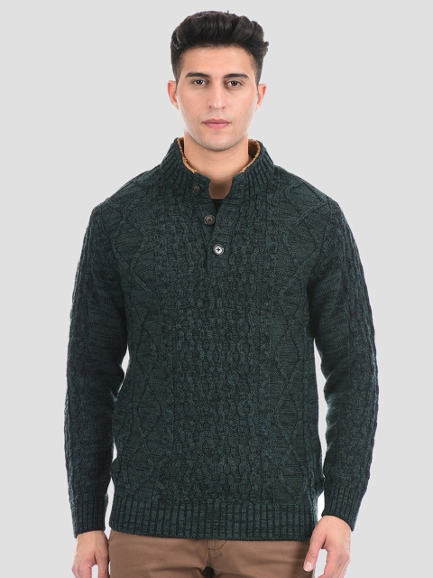 

LONDON FOG Men Green Cable Knit Pullover
