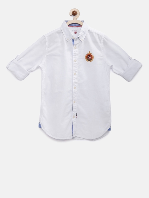 

U.S. Polo Assn. Kids Boys White Solid Casual Shirt
