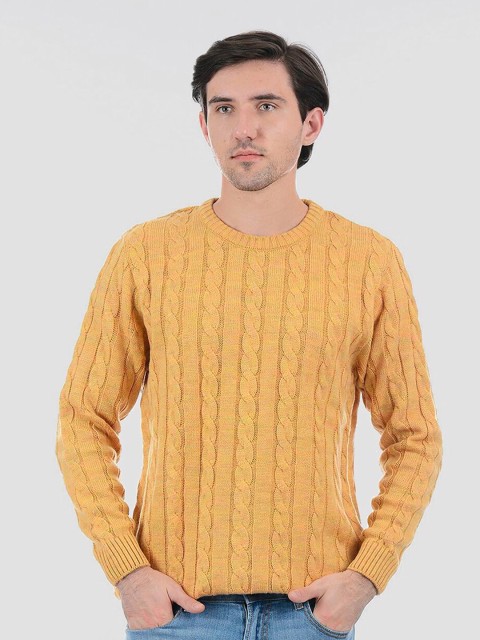 

LONDON FOG Men Gold-Toned Cable Knit Pullover Sweater