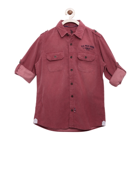 

U.S. Polo Assn. Kids Boys Maroon Corduroy Casual Shirt