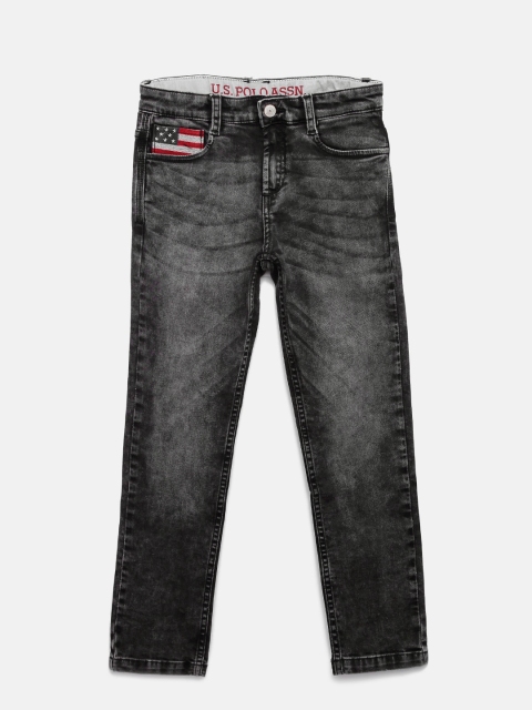 

U.S. Polo Assn. Kids Boys Charcoal Grey Stretchable Jeans, Black