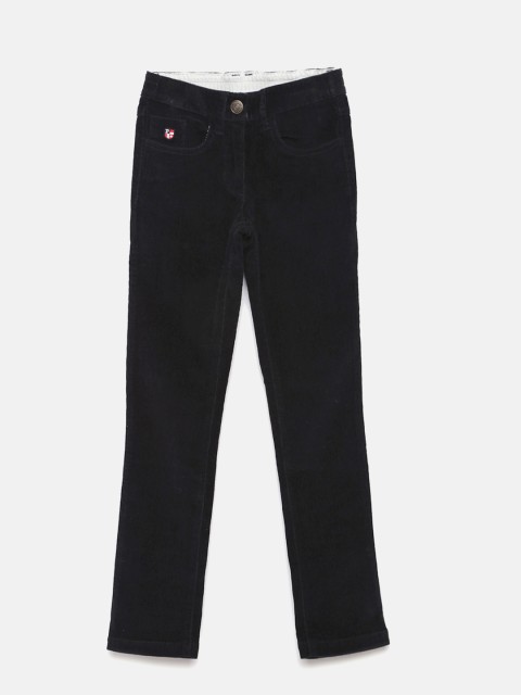 

U.S. Polo Assn. Kids Girls Black Slim Fit Solid Carduroy Trousers