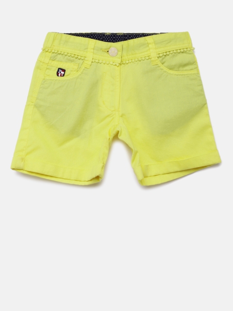 

U.S. Polo Assn. Kids Girls Yellow Solid Shorts