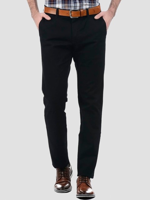 

LONDON FOG Men Black Low-Rise Chinos Trousers