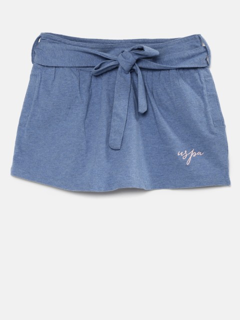 

U.S. Polo Assn. Kids Girls Blue A-Line Pure Cotton Skirt