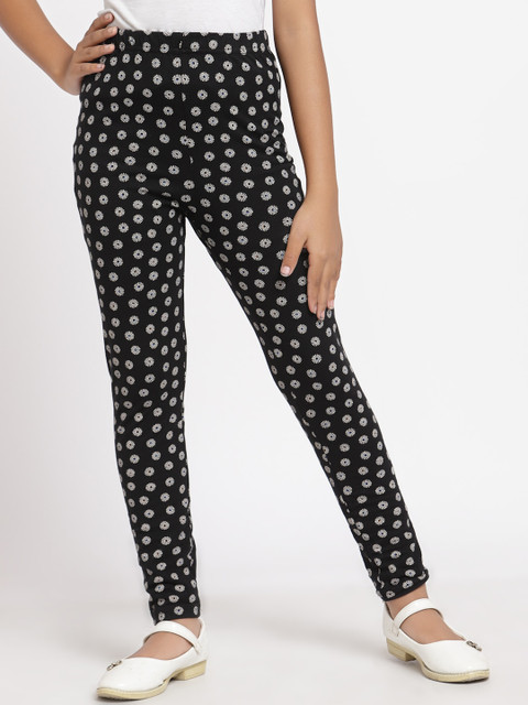 

Tiara Girls Black Printed Ankle-Length Leggings