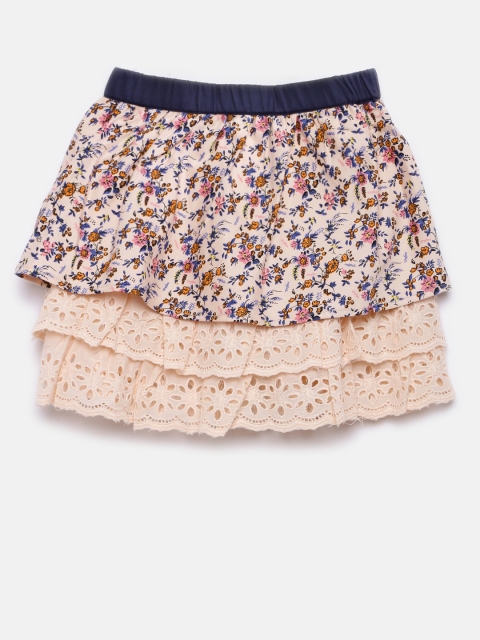

U.S. Polo Assn. Kids Girls Pink Floral Print Flared Skirt