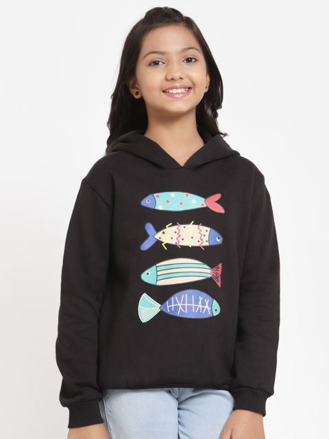 

Tiara Girls Black Printed Hooded Sweatshirt