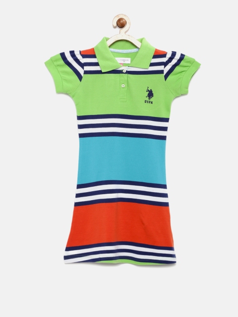 

U.S. Polo Assn. Kids Girls Multicoloured Striped T-shirt Dress, Multi